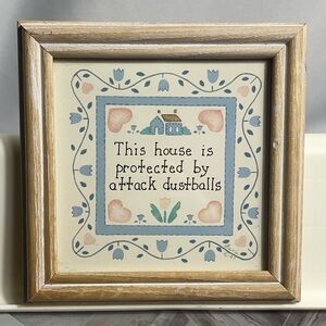 Vintage 1997 Framed Quote Art “Protected by Attack Dustballs” 6x6